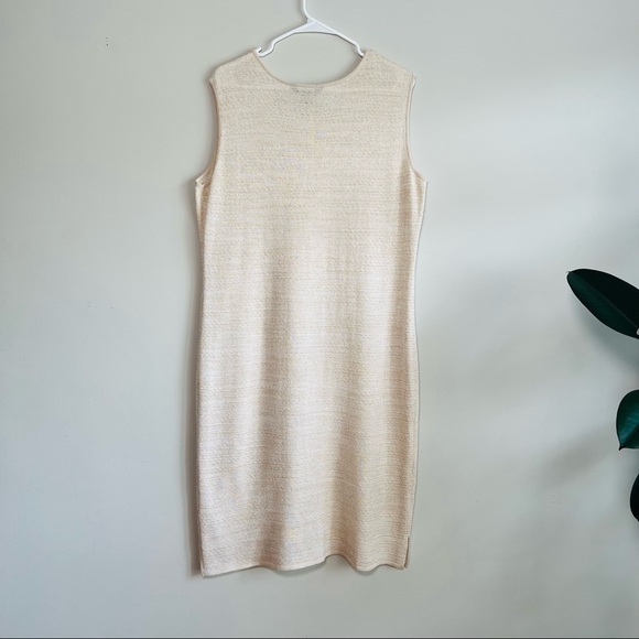 Ming Wang sleeveless shift midi dress golden thread - Picture 6 of 8